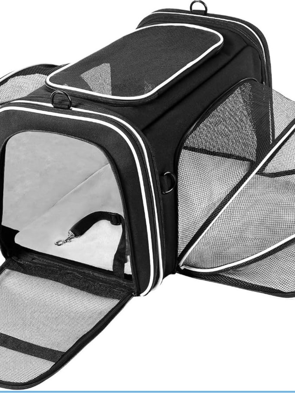 Black Pet Carrier Backpack with Mesh Panels
